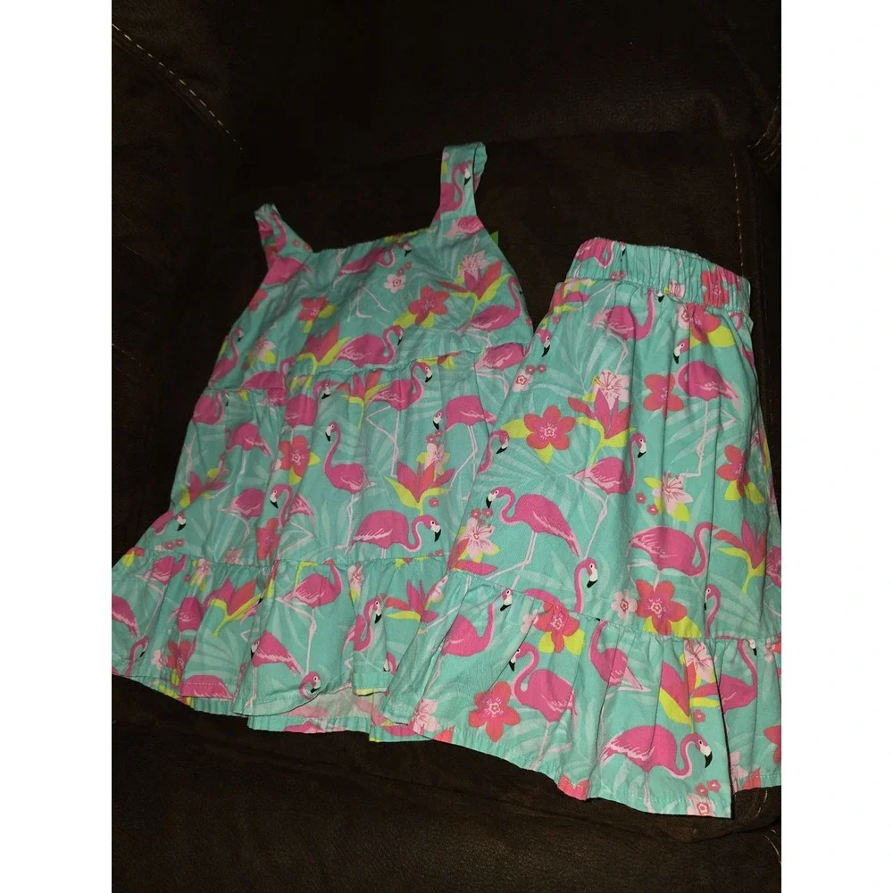 Gymboree tropical paradise flamingo outfit top skort size‎ 7